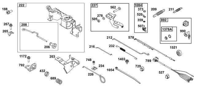 Controls Group Diagram and Parts List for 305447-0593-B5 200000 - 399999 Briggs and Stratton Engine